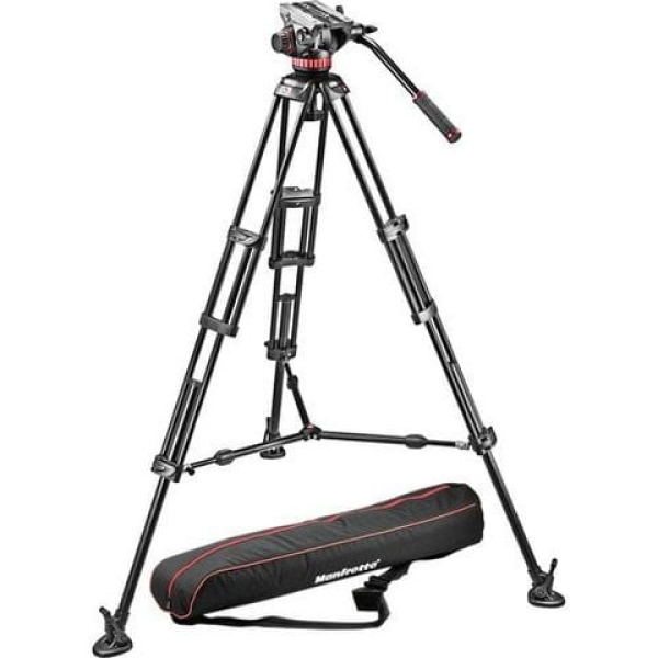 Manfrotto MVH502A Fluid Head & 546B Aluminium Tripod Black (Sliding Plate) | Chính hãng