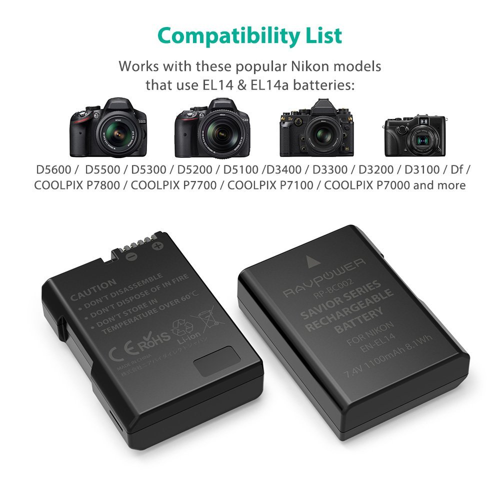 Pin Ravpower tương thích với máy Nikon sử dụng pin EL14 hoặc EL14a